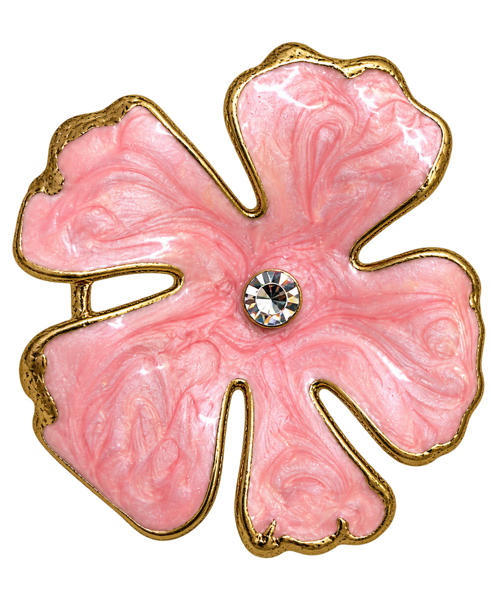 Cercei oversized Flower Statement – Pink & Gold — imagine 3