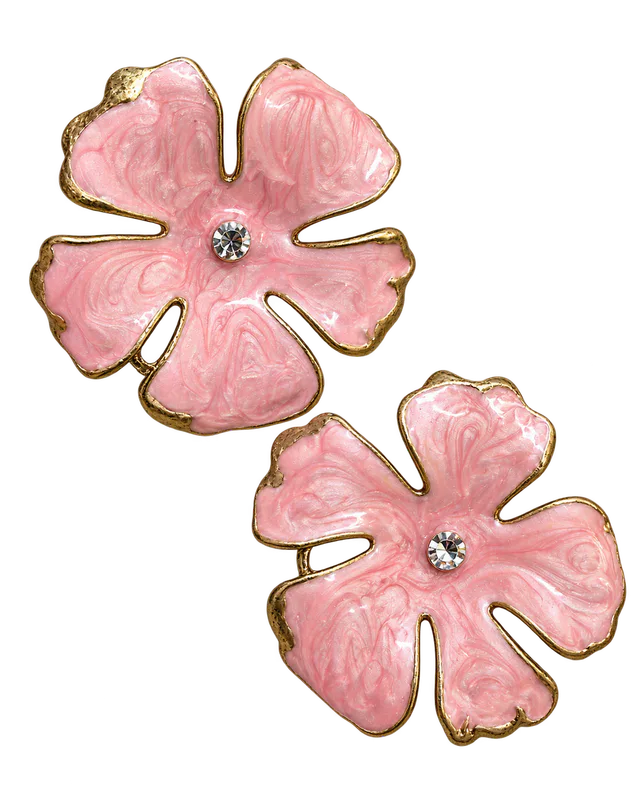 Cercei oversized Flower Statement – Pink & Gold