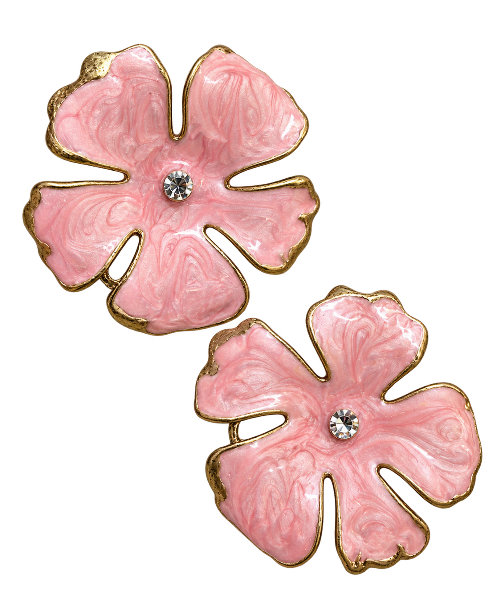 Cercei oversized Flower Statement – Pink & Gold — imagine 1